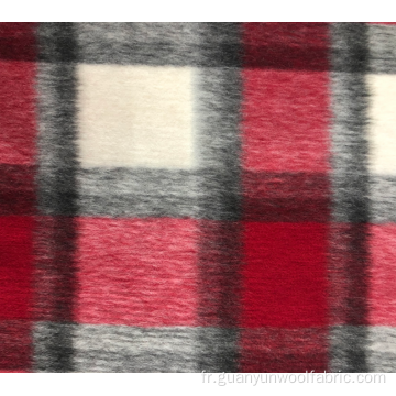 Vérifiez le motif de laine de laine mixte tissu tartan rouge